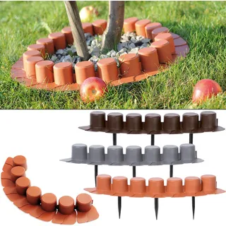 DEUBA® Rasenkante Kunststoff 8,10m Kabelkanal UV-beständig wetterfest Beetumfassung Beeteinfassung Palisaden Terracotta - Orange