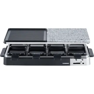 Melissa 16300027 - 8 Personen Raclette Grill/Steinplatte, schwarz - Silber, Schwarz