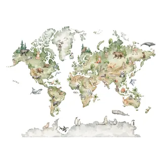 Vlies Fototapete Kinderzimmer Weltkarte Kinder TAPETE XXL Mädchen Junge - #2 - 312x219 cm - 3 Bahnen