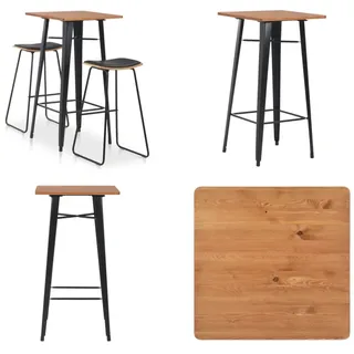 vidaXL 3 teiliges Bar Set Stahl Schwarz - Bar-Set - Bar-Sets - Ess-Sets - Ess-Set - Schwarz