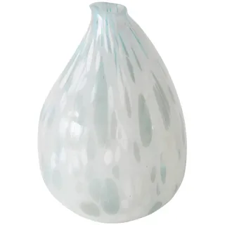 Vase , Weiß, Hellblau , Glas , rund , 22 cm , Dekoration, Vasen, Glasvasen