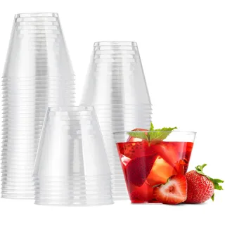 MATANA 30 Hartplastik Partybecher, Plastikbecher, 255ml / 9oz - Mehrweg Kunststoffbecher, Cocktailgläser, Cocktail Becher für Geburtstage, Hochzeiten & Partys - Elegant & Stabil