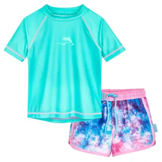 Playshoes Mädchen Zweiteiler Rash-Guard-Set, Batik Türkis, 158 cm-164 cm