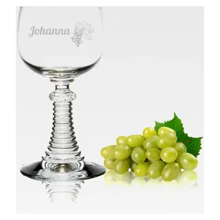 Personalisierter Weinrömer mit transparentem Fuß, 0,25L ohne Füllmarke - Römerglas mit Namensgravur - Transparent