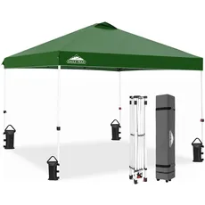 EAGLE PEAK Pop-Up-Zelt, 3x3m, für den Außenbereich, gerades Bein, mit Verstellbarer Höhe und Tragetasche mit Rädern 10 * 10 ft grün
