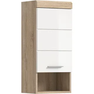 WELLTIME "SIENA, Breite 37cm, 1 Tür, 1 offenes Fächer, 1 Einlegeboden, MDF-Front", TOPSELLER, 1 Stk. tlg. in verschiedenen Farben erhältlich, Badmöbel, Badschrank, Schrank, Bad, sonoma eiche hell nachbildung, weiß hochglanz),