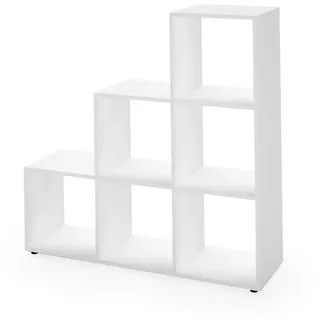 Treppenregal 6 Fächer weiß