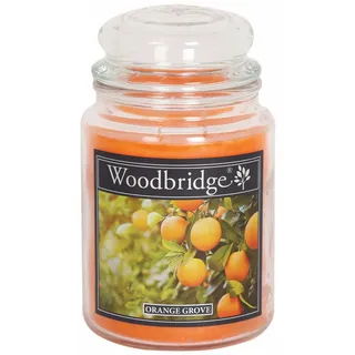 Duftkerze Woodbridge , Orange , Naturmaterialen, Glas, Textil , 17 cm , Dekoration, Kerzen & Kerzenhalter, Kerze im Glas