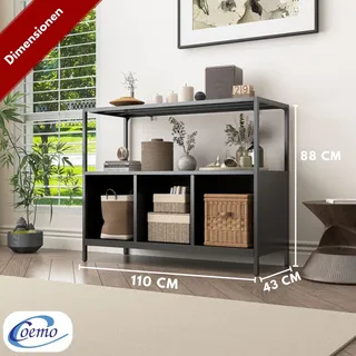 Coemo Sideboard Chicago aus Metall mit 5 Ablageflächen Schwarz - Schwarz