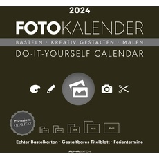 Foto-Bastelkalender schwarz 2024 - Do it yourself calendar 32x33 cm - datiert - Kreativkalender - Foto-Kalender - Alpha Edition