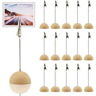 Fotohalter mit Klammern,20pcs Holz Kartenständer,Memohalter,Fotohalter Clip,Tischkartenhalter Platzkartenhalter,Memo Clip Halter mit Krokodilverschluss Holzsockel Fotoständer Tischkartenhalter