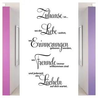 Grandora selbstklebend Wandtattoo Sprüche und Zitate Zuhause ist I schwarz 58 x 107 cm I Aufkleber Wandtattoos Sprüche für Flur Wohnzimmer Modern Wandsticker Wandaufkleber W1124