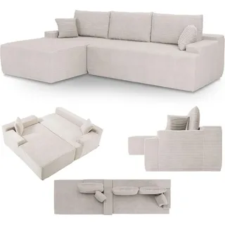 Juskys Sofa Coredo mit Cord Bezug - Dekokissen - Beige
