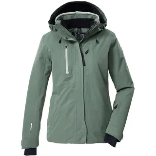 KILLTEC Damen Skijacke/Funktionsjacke mit abzippbarer Kapuze und Schneefang KSW 35 WMN SKI JCKT, grüngrau, 42, 43419-000