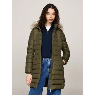 Tommy Jeans Steppmantel mit Kunstfellbesatz Modell Essential Oliv, S