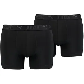 PUMA Boxershorts "PUMA MEN SPORT MICROFIBER BOXERS 2P" mit Logo-Bund, schwarz