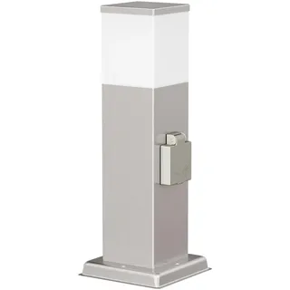 ledscom.de Pollerleuchte POLLY für außen, 35cm, chrom, Steckdose, inkl. G9 Leuchtmittel, 501lm, warmweiß