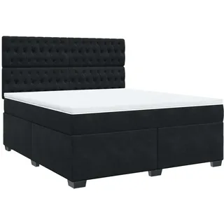 vidaXL Boxspringbett mit Matratze Schwarz 180x200 cm Samt - Schwarz
