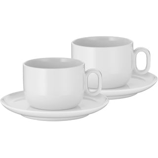 WMF Barista Tassen Set 4-teilig, zwei Kaffeetassen 160 ml mit Untertassen für Cappuccino, Porzellan, Kaffeeglas, Kaffeebecher, spülmaschinengeeignet