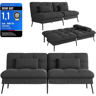 COMHOMA Sofa Schlafsofa mit Schlaffunktion, überzug Futon Klappsofa, Bettcouch, ecksofa, Couch Gästebett, 3-Sitzer Sofa, mit verstellbare Rückenlehne aus Stoff Schwarz