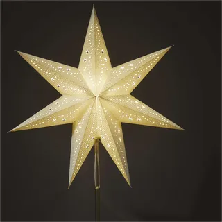 EMOS Papier-Tischlampe mit weißem Stern, E14 Fassung, mit 1,6m Netzkabel, für LED-Lampe bis 25W, zum Aufstellen, DCAZ15 - Weiß