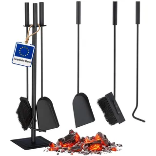 Relaxdays Kaminbesteck Stahl 61 x 15 x 15 cm Schwarz