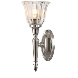 LED RAZZO Wandleuchte Bad Messing Massiv Riffelglas in Nickel IP44 Rostfrei