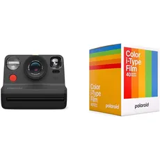 Polaroid Now Gen 2 Sofortbildkamera - Schwarz, Keine Filme & Color Film für i-Type - x40 Filmpaket