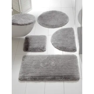 Badematte HEINE HOME Gr. 8, grau (hellgrau), halbrund (50cm x 80cm ), 1 Stk., Badematten, Badematte