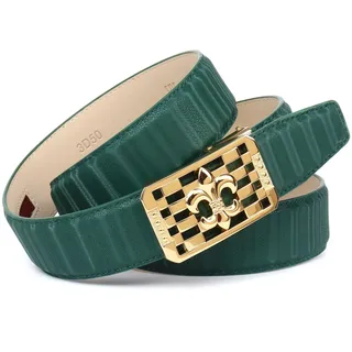 Ledergürtel ANTHONI CROWN, Damen, Gr. 95, grün, Leder, unifarben, festlich, Gürtel Ledergürtel, mit goldfarbener stilisierter Lilien-Schnalle