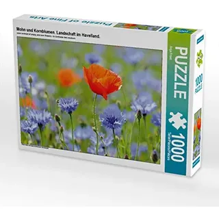 CALVENDO Puzzle Mohn und Kornblumen. Landschaft im Havelland. 1000 Teile Puzzle quer | Lege-Größe cm Foto-Puzzle für glückliche Stunden