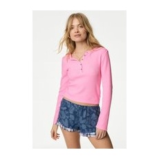 Womens B by Boutique Haut de pyjama en coton à motif gaufré - Pink Sorbet, Pink Sorbet - M