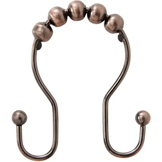 Kenney Double Roller Ball Shower Curtain Rings, 12 Pack Duschvorhangringe mit Doppelrolle, 12 Stück, Metall, Oil Rubbed Bronze, Einheitsgröße