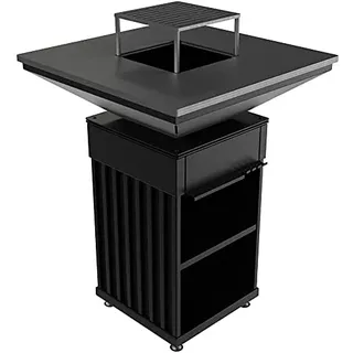 KRATKI QUADRUM BBQ VERTICAL, Feuerplatte, Gartengrill, Unterbau B450 x T490 x H780 mm, Kochaufsatz mit Grill B774 x T774 x H318 mm, Gewicht 195,8 kg, aus massivem Stahl, Brennstoff: Holz