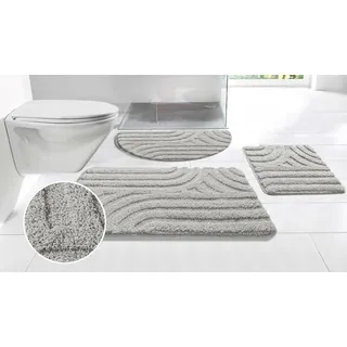 Badematte OTTO HOME "Sanremo Scandi, Badvorleger, Badezimmer Teppich, Duschvorleger" Gr. 4, grau, H:20mm, Polyester, Badematten, Badematte, Badteppich, Uni Farben, Hoch-Tief-Effekt, modernes Muster, Boho