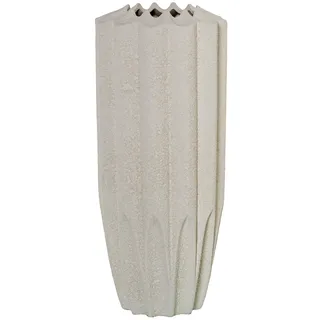 DRW Bodenvase aus Keramik, gerippt, Beige, 18 x 18 x 42 cm