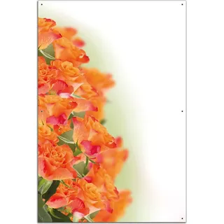 Wallario Outdoor-Poster für Garten oder Balkon, Motiv Orangene Rosenblüten im Strauß, in ca. 61 x 91,50 cm - Weiß