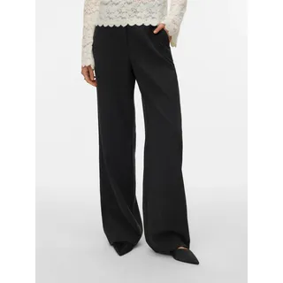 Anzughose VERO MODA "VMBESTIE HW WIDE PANT NOOS", Damen, Gr. 38, Länge 32, dunkelgrau melange detail:melange, Web, Obermaterial: 94% Polyester, 4% Viskose, 2% Elasthan, meliert, unifarben, bequem lang, Hosen Anzughose, Materialmix, weite Form, mit Stretch