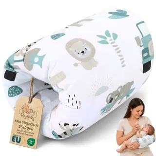 Stillkissen klein Stillmuff 26 cm x 16 cm – mini Baby Baumwolle arm Kissen beim Stillen und Fläschchen geben unterwegs Afrika Weiß