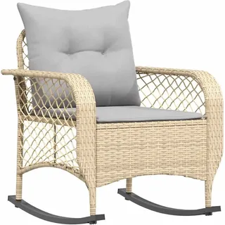 SYFAXTM Garten-Schaukelstuhl mit Kissen Beige Poly Rattan - Beige