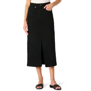 Amazon Essentials Damen Hoch taillierter langer Stretch-Jeansrock in Regular-Fit mit geringem Stretchanteil, Schwarz, 40-42