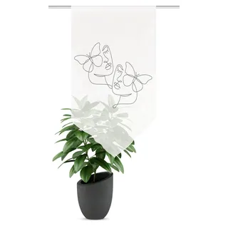 HOME WOHNIDEEN Fensterbehang SYLIA, Schmetterling, Dreiecksabschlus, Farbe:grau, Größe:80 x 40 cm, Anzahl:1x