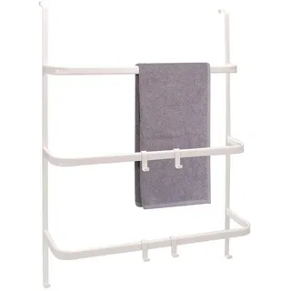 bremermann Tür-Hängeregal Tür-Handtuchhalter mit 4 praktischen Haken Weiß,