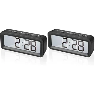 Romon Digitaler Wecker, Reisewecker Klein, Temperatur- Und Feuchtigkeitsanzeige, Datumsanzeige, Timer, Countdown-Timer, Magnetische Rückseite, Geeignet Für Küche, Schlafzimmer, Reise - Schwarz