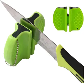 Pocket Keramik Messerschärfer, schwarz, 7,5cm x 5,8cm x 2,5cm, perfektes Ergebnis ohne Vorkenntnise dank Keramikfedern (GREEN)