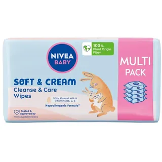 NIVEA BABY Taschentücher Biologisch abbaubar Soft & Cream Sparpack, 4x 57pcs