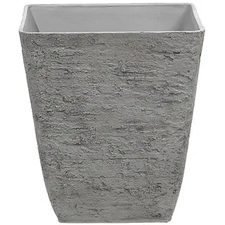Beliani Blumentopf dunkelgrau quadratisch 39/39/43 cm Delos , Stein , 43 cm , Dekoration, Blumen & Blumentöpfe, Übertöpfe