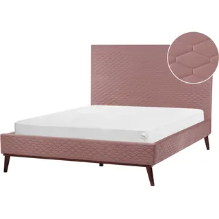 Beliani Polsterbett mit Lattenrost 140x200 cm Rosa Bayonne - Pink , Textil , 140x200 cm , Schlafzimmer, Betten, Polsterbetten