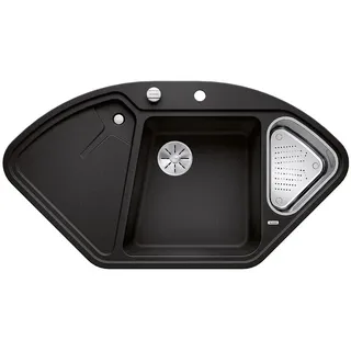 Blanco Delta II links Einbau von Oben Silgranit anthrazit Drehknopfventil 1057 x 575 mm