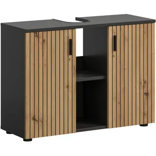 xonox.home Waschbeckenunterschrank Mone 80 x 59 x 30 cm Basalt grau / Artisan - Braun